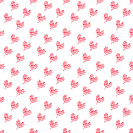 Red hand drawn love seamless pattern vector.