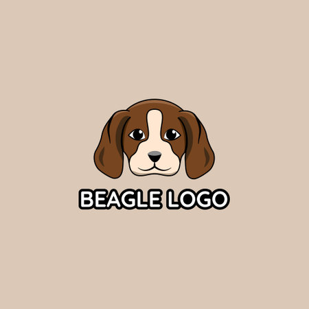 Brown cartoon Beagle dog. Template flat design for mascot, pet shop, veterinary logo.のイラスト素材
