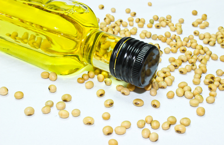 Soybean Oil Isolated on the White Backgroundの写真素材