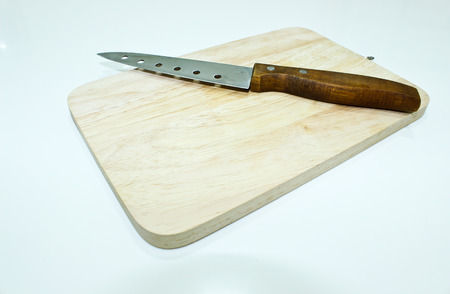 Knife and Chopping Board Isolated on the White Background