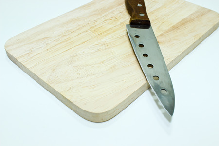 Knife and Chopping Board Isolated on the White Background