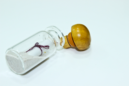 Message in the Small Bottle isolated on the White Backgroundの写真素材