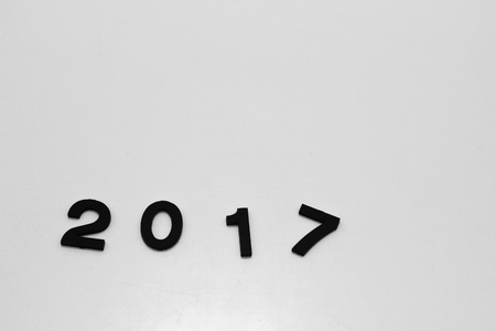 The Black Color Number 2, 0, 1 and 7 Isolated on the White Backgroundの写真素材