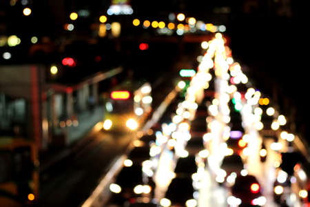Out of focus of the street light in the city