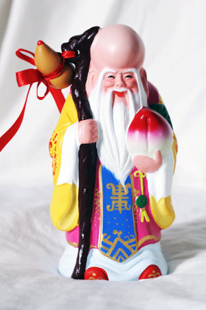 God of Longevity Shou Xing sculptureの写真素材