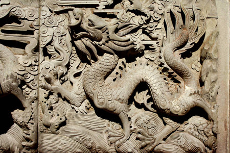 Dragon, stone, sculptureの写真素材