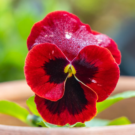 A Viola cornuta flower in garden bloomingの写真素材
