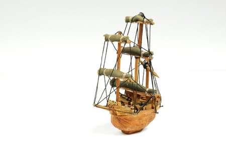 Old miniature sailboat made with a nut shell.