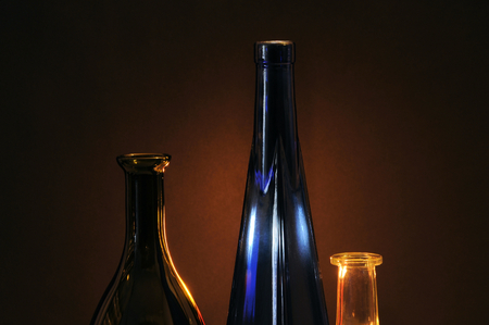 Vintage multicolor bottles close up.の写真素材