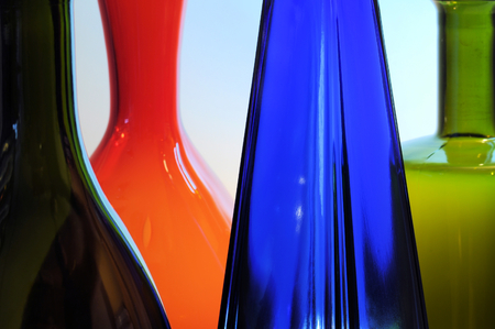 Vintage multicolor bottles close up.の写真素材