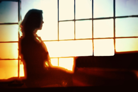 Young woman figure working in an office.の写真素材