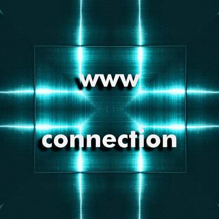 www web search icon. In the background we have blue reflecting aluminum plate.の写真素材