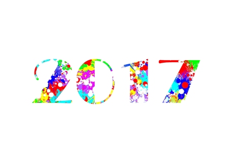 Happy new year 2017 creative greeting card design isolated on white