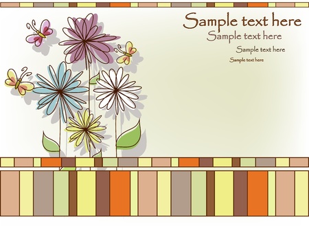 Multicolored flowers and butterflies on a white backgroundのイラスト素材