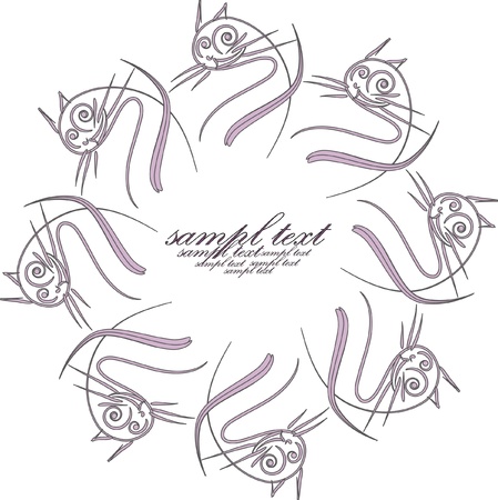 Cats sitting on a circleのイラスト素材