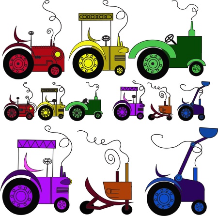 Toy lorries in movementのイラスト素材