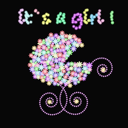 Carriage with colors on a black backgroundのイラスト素材