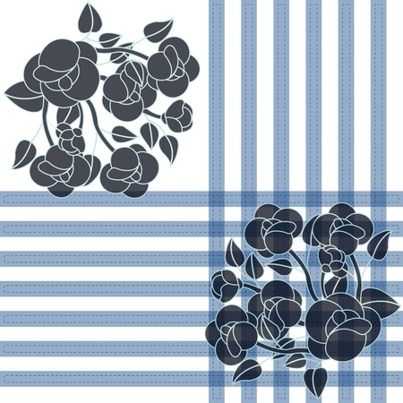 The sample from blue a flower and blue lines on a white backgroundのイラスト素材
