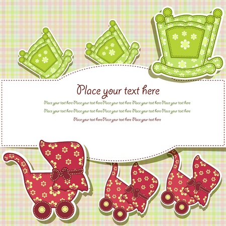 Set for the baby on a checkered backgroundのイラスト素材