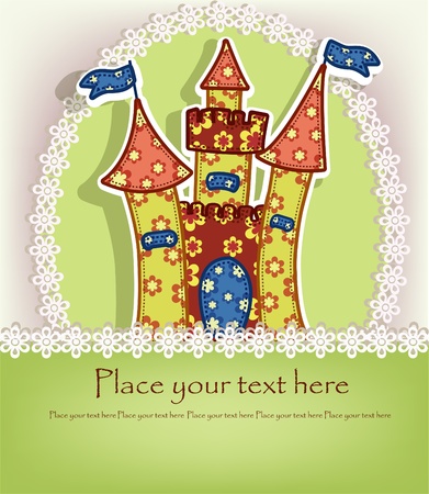 The motley castle on a green backgroundのイラスト素材