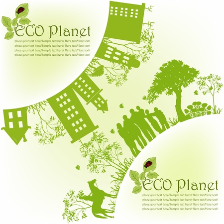 Green ecological planetのイラスト素材