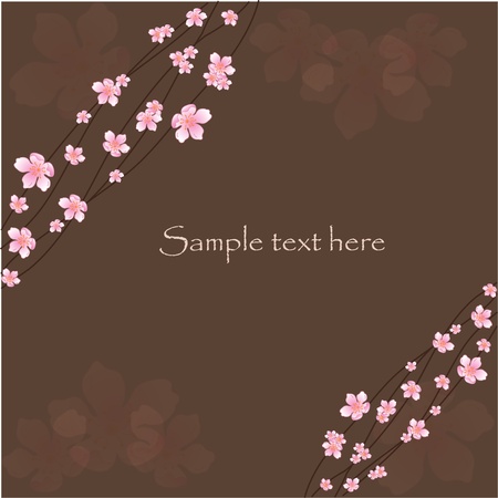 Beautiful flowering branches on a brown backgroundのイラスト素材