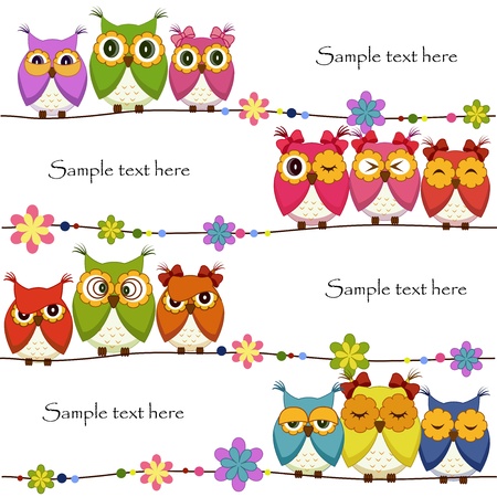 Funny Vector owl on a white backgroundのイラスト素材