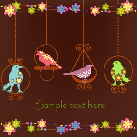 Beautiful birds in cagesのイラスト素材