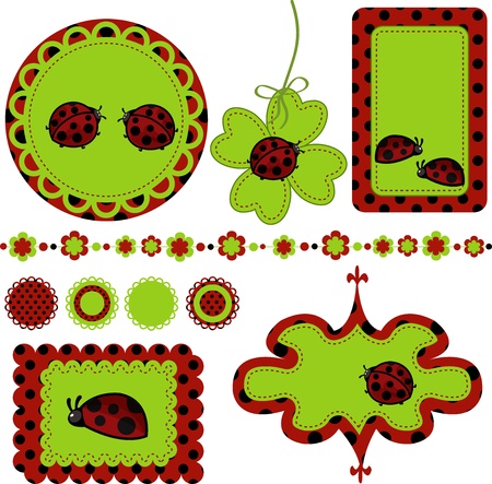 Digital vector scrapbook with ladybugのイラスト素材