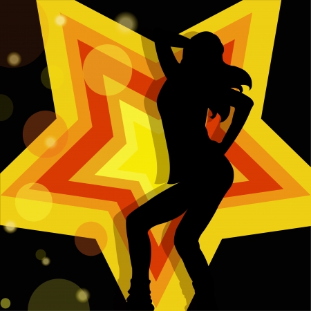 Black outline of a girl on the moveのイラスト素材