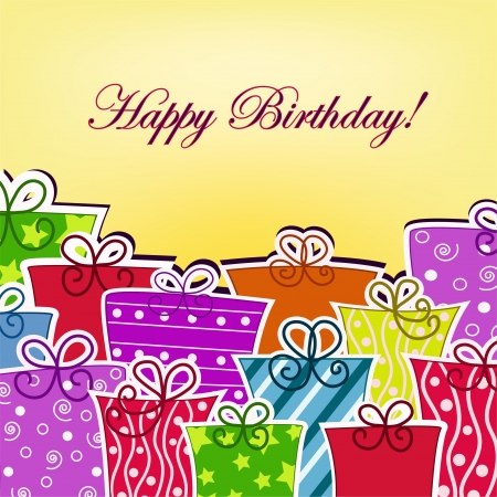 Colorful postcard with birthdayのイラスト素材