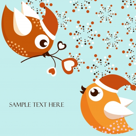 A beautiful Christmas card with the birdsのイラスト素材