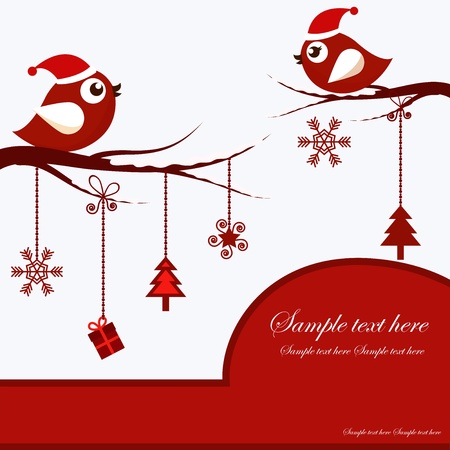 Christmas Card with Birdsのイラスト素材