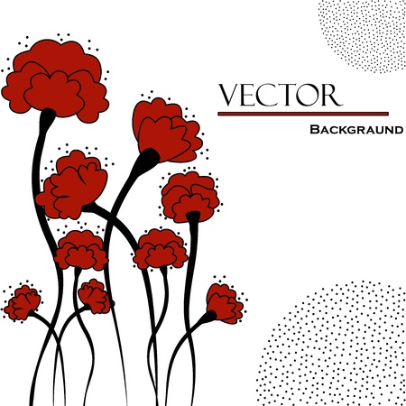 Beautiful abstract background with red flowersのイラスト素材