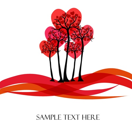 Beautiful tree with hearts on a white backgroundのイラスト素材