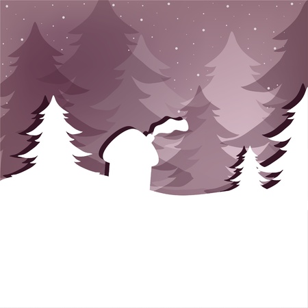 Christmas card with Christmas trees and hutのイラスト素材