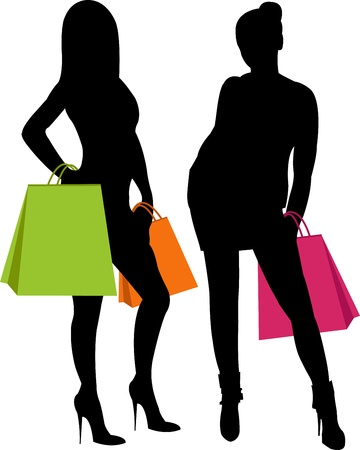 Two fashionable girlsのイラスト素材