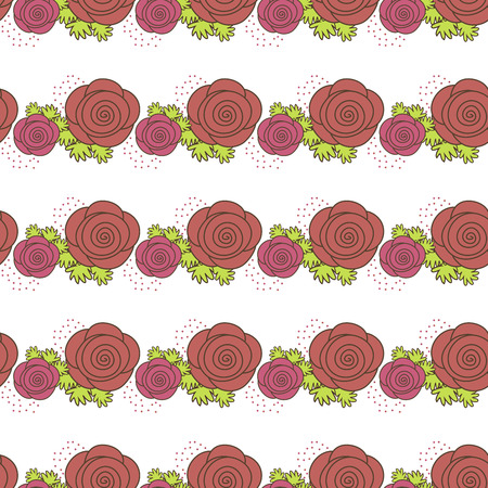 Seamless background with red roses on a white backgroundのイラスト素材