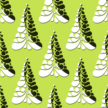 Christmas seamless pattern with Christmas trees on a green backgroundのイラスト素材