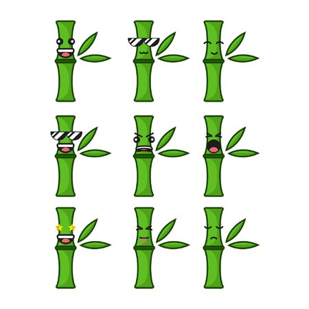 Cute Bamboo Emoticon Cartoonのイラスト素材
