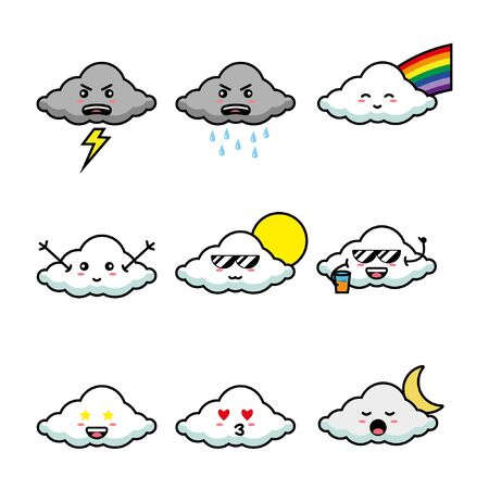 Cute Cloude Emoticon Cartoonのイラスト素材