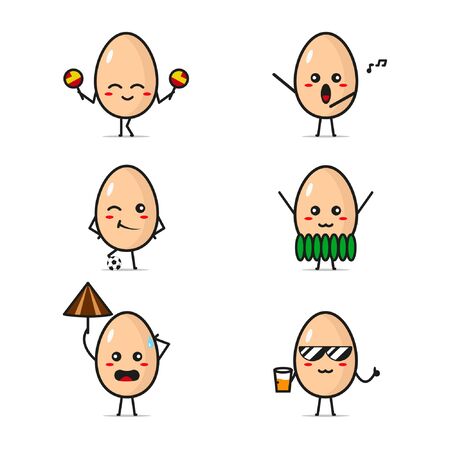 Cute Egg Emoticon Cartoonのイラスト素材