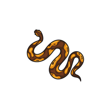 Brown snake isolated on white background. Cartoon style. Vector illustration.