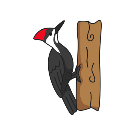 Dendrocopos major. Woodpecker. Vector illustrationのイラスト素材