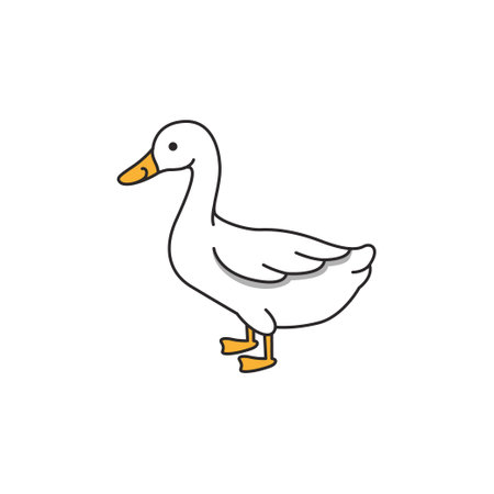 Duck line icon, vector illustration on white background. Farm animals.のイラスト素材
