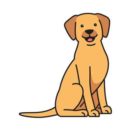 labrador retriever cartoon vector illustration graphic design in yellow and brown colorsのイラスト素材