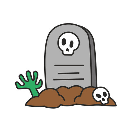Halloween grave flat icon isolated on white background, vector illustration.のイラスト素材
