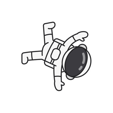 Astronaut doodle icon. Hand drawn vector illustration.のイラスト素材