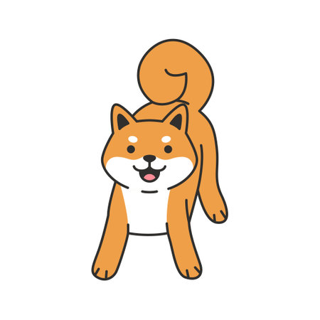 Shiba Inu dog flat color icon on white background for web designのイラスト素材