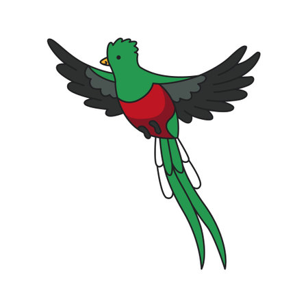 quetzal icon in cartoon style isolated on white background. Bird symbol stock vector illustration.のイラスト素材